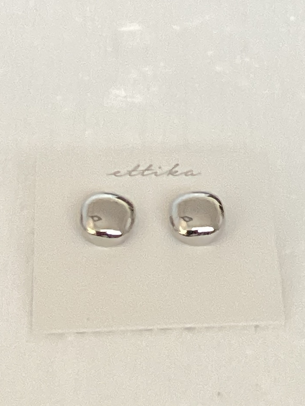 ettika Polished Silver Dome Cushion Stud Earrings